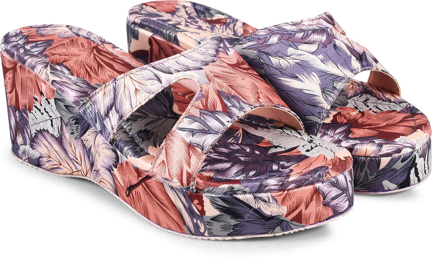 Buy Online Floral Print Slip-On Wedges for Women and Girls | JM LOOKS Grey
