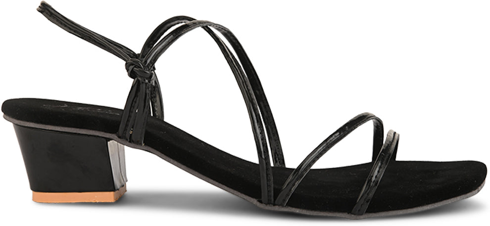 Women's & Girls' Open-Toe Chunky Heeled Slip-On at JM LOOKS Black