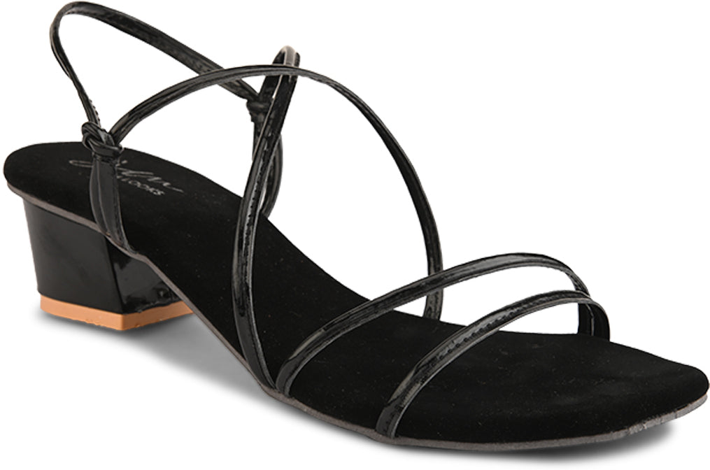 Women's & Girls' Open-Toe Chunky Heeled Slip-On at JM LOOKS Black