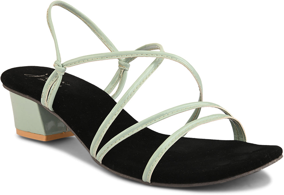 Women's & Girls' Open-Toe Chunky Heeled Slip-On at JM LOOKS Green