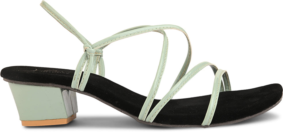 Women's & Girls' Open-Toe Chunky Heeled Slip-On at JM LOOKS Green