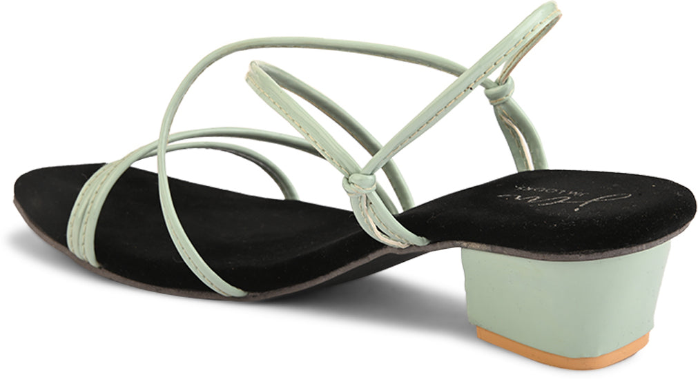 Women's & Girls' Open-Toe Chunky Heeled Slip-On at JM LOOKS Green