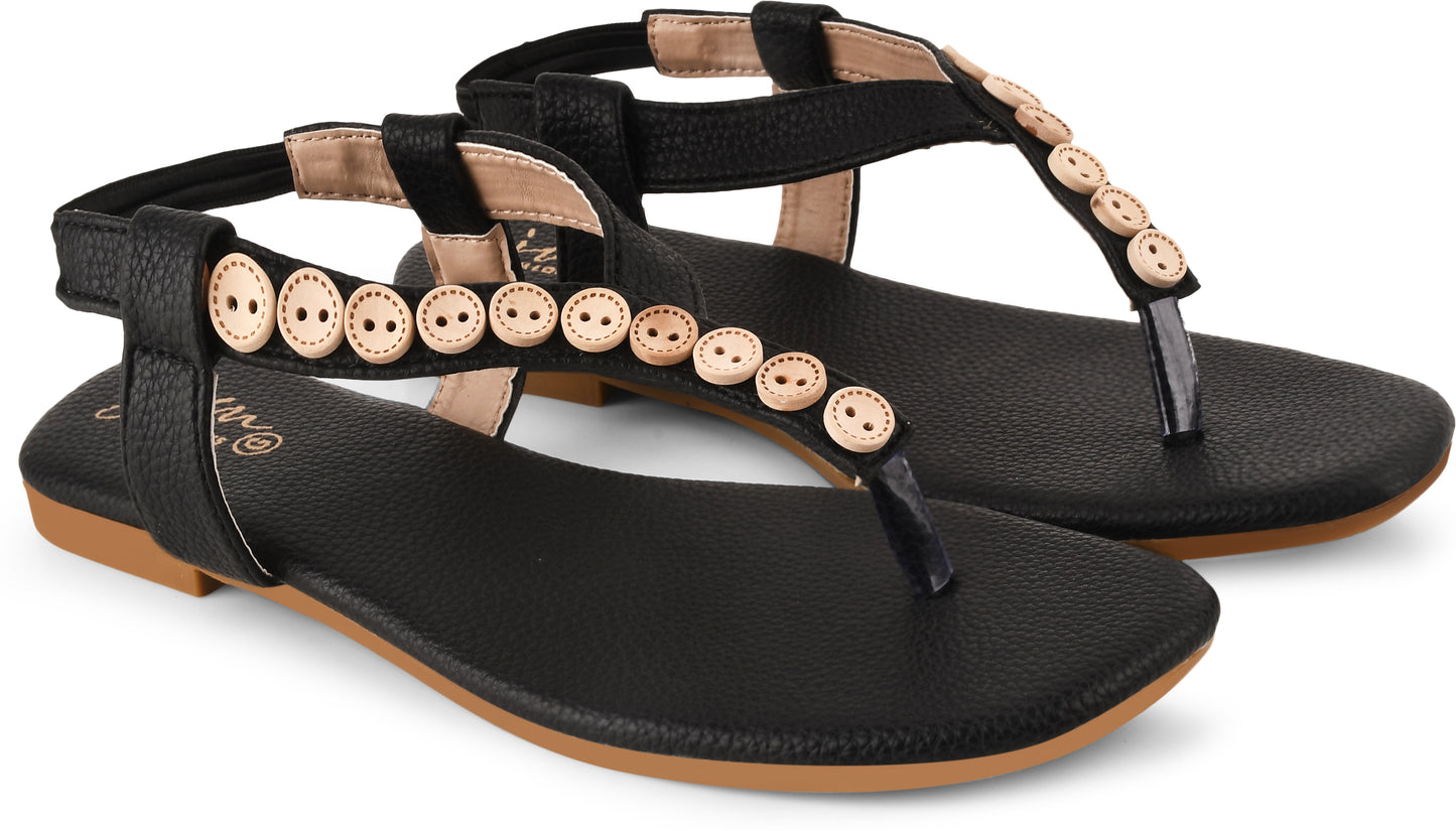 Shop Online Flats Sandals for Women and Girls at JM LOOKS Black