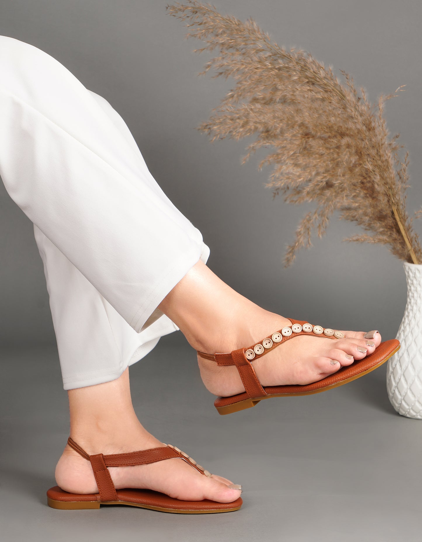 Shop Online Flats Sandals for Women and Girls at JM LOOKS Tan