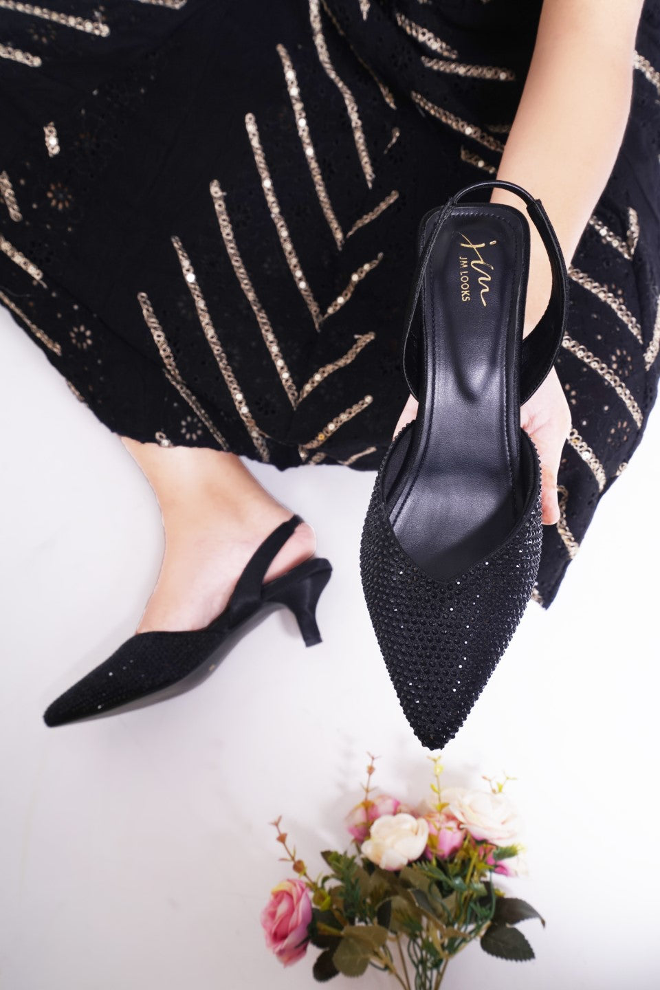 Ethnic Pencil Mules Sandals for Women and Girls at JM LOOKS Black