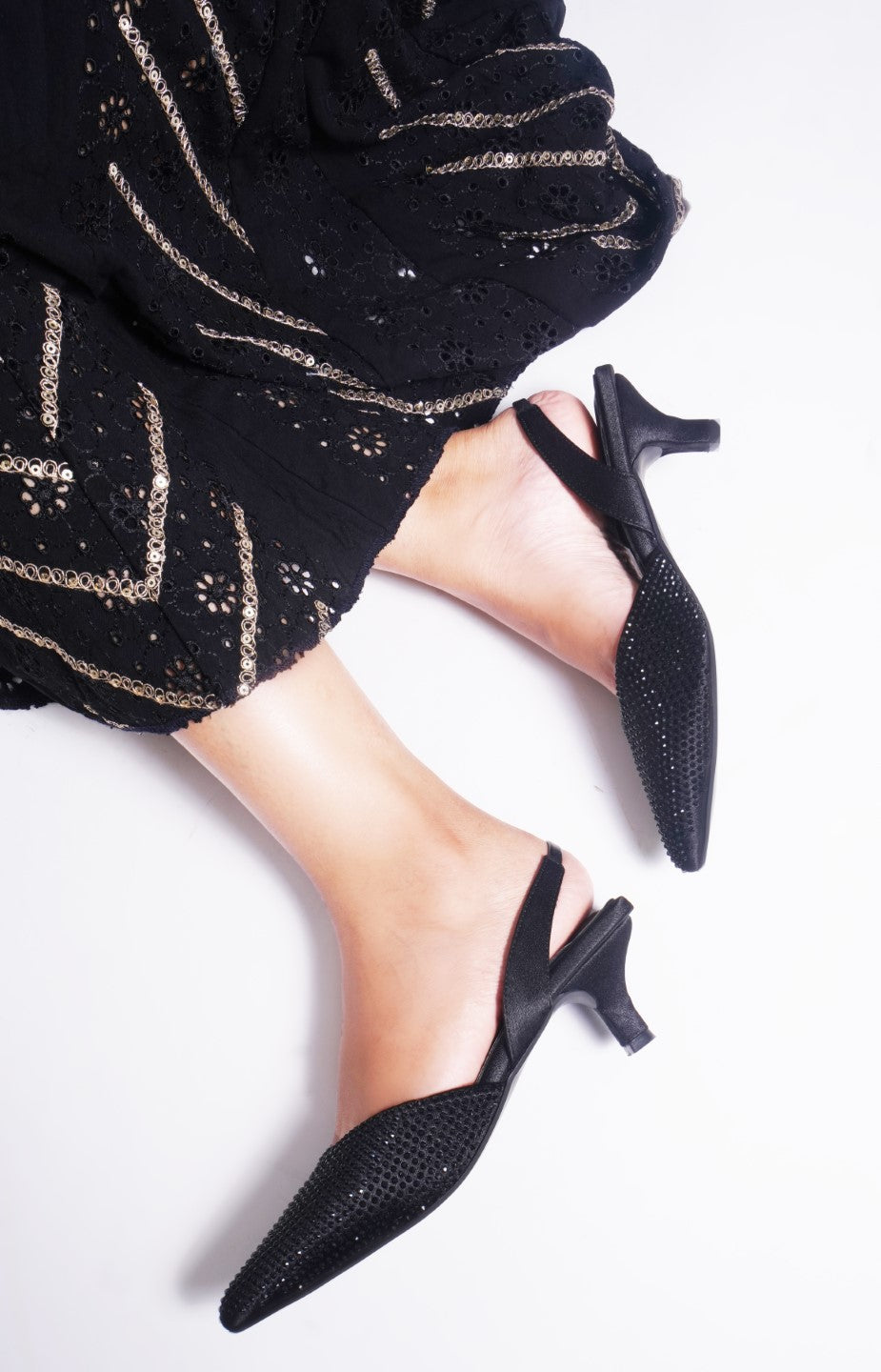 Ethnic Pencil Mules Sandals for Women and Girls at JM LOOKS Black
