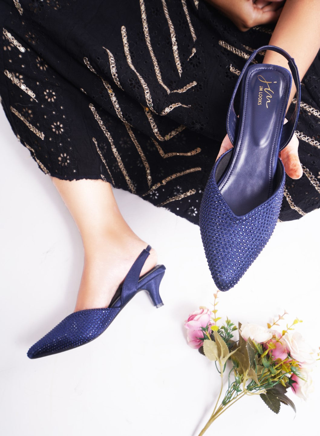 Ethnic Pencil Mules Sandals for Women and Girls at JM LOOKS Blue