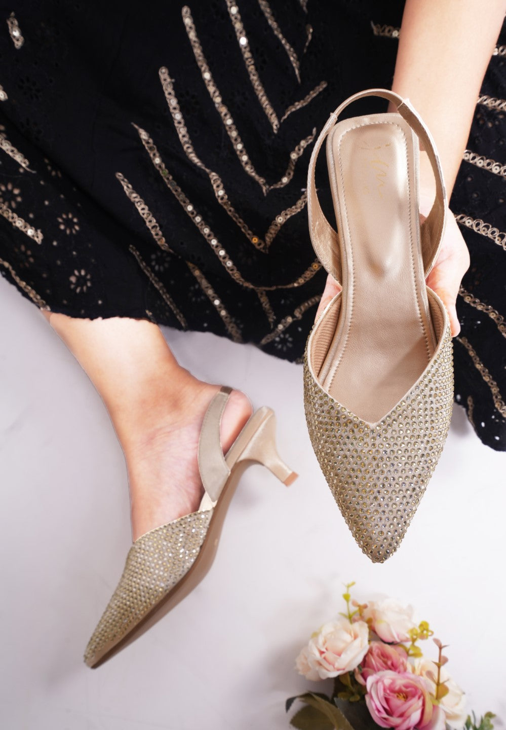 Ethnic Pencil Mules Sandals for Women and Girls at JM LOOKS Golden