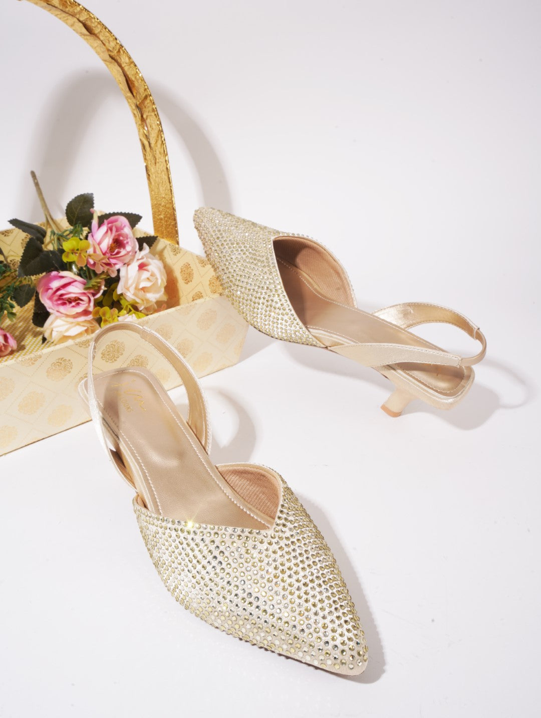 Ethnic Pencil Mules Sandals for Women and Girls at JM LOOKS Golden