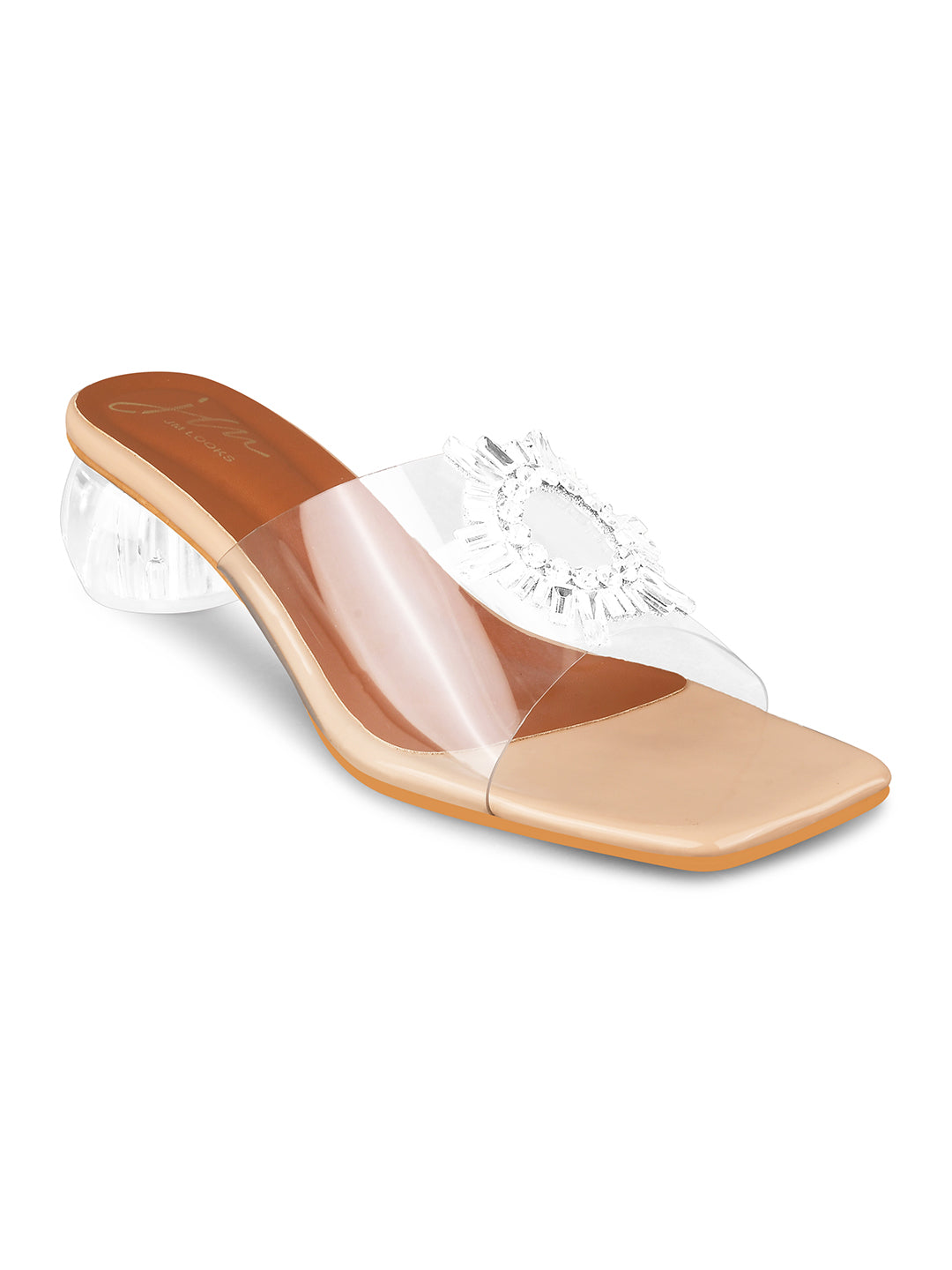 Embellished Block Party Heels for Women and Girls at JM LOOKS Beige