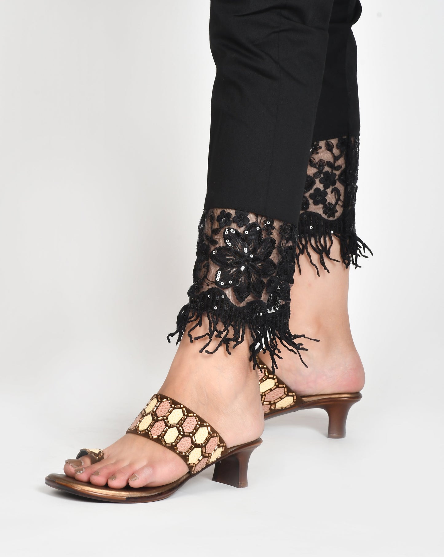 Ethnic Embellished One Toe Block Heels for Women and Girls Copper