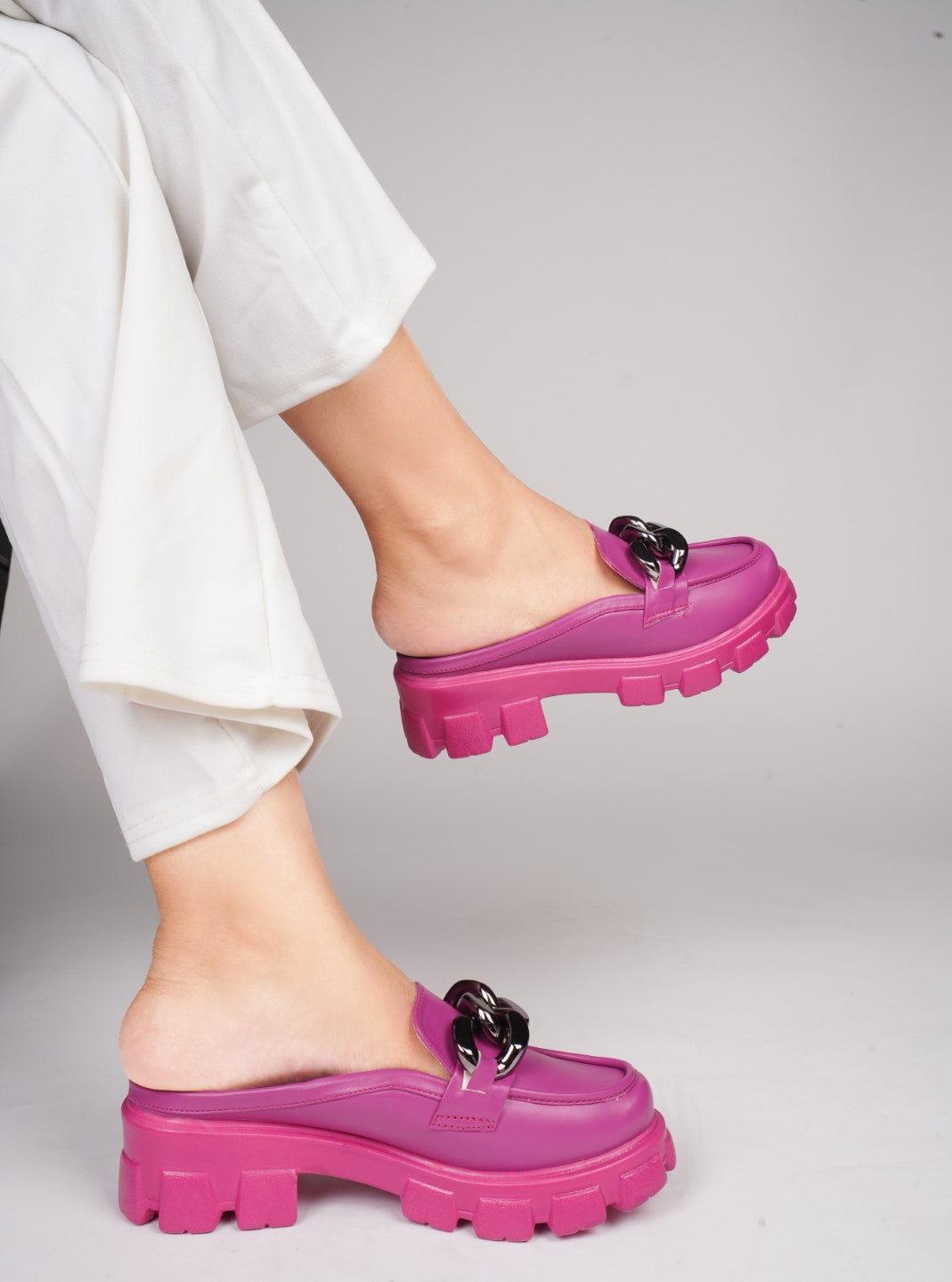 Radiant Sapphire Chain Half Loafers for Women and Girls Rani