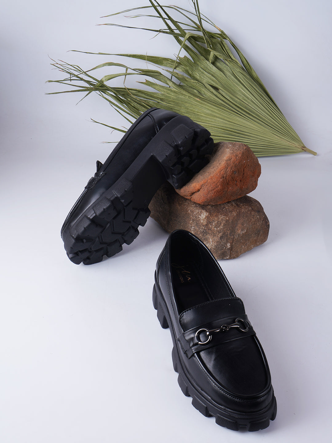Women's Buckled Heeled Horsebit Loafers for women & Girls Black