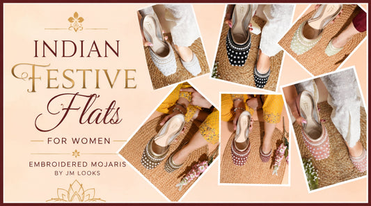 Indian Festive Flats for Women  Embroidered Mojaris by JM Looks