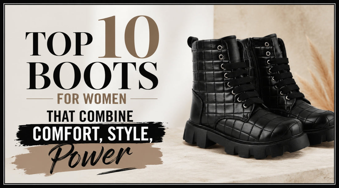 Top 10 boots for women featuring stylish black lace-up ankle boots combining comfort, style, and power fashion look.