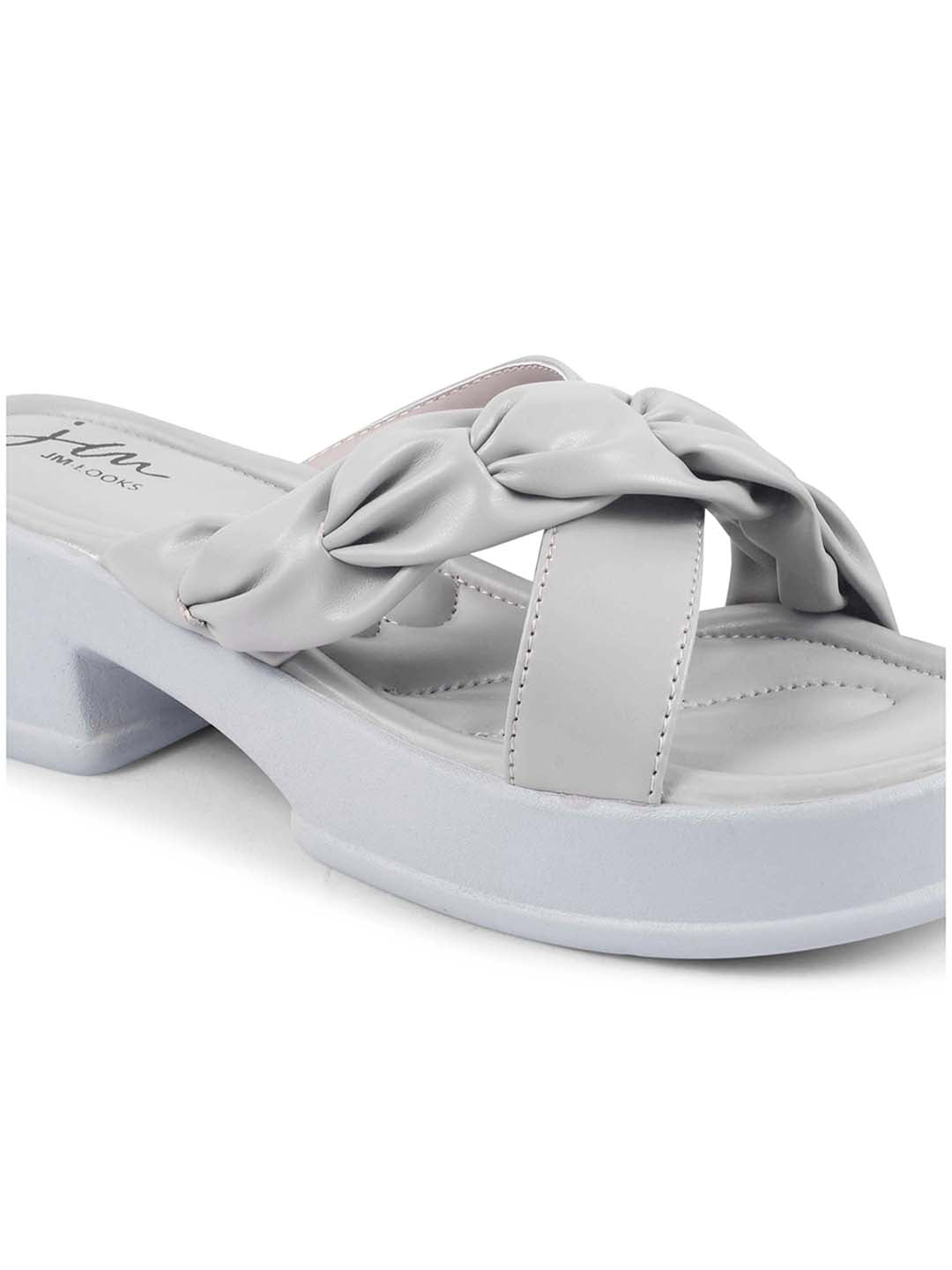Jm Looks platform sandals featuring a knotted front strap
 Grey