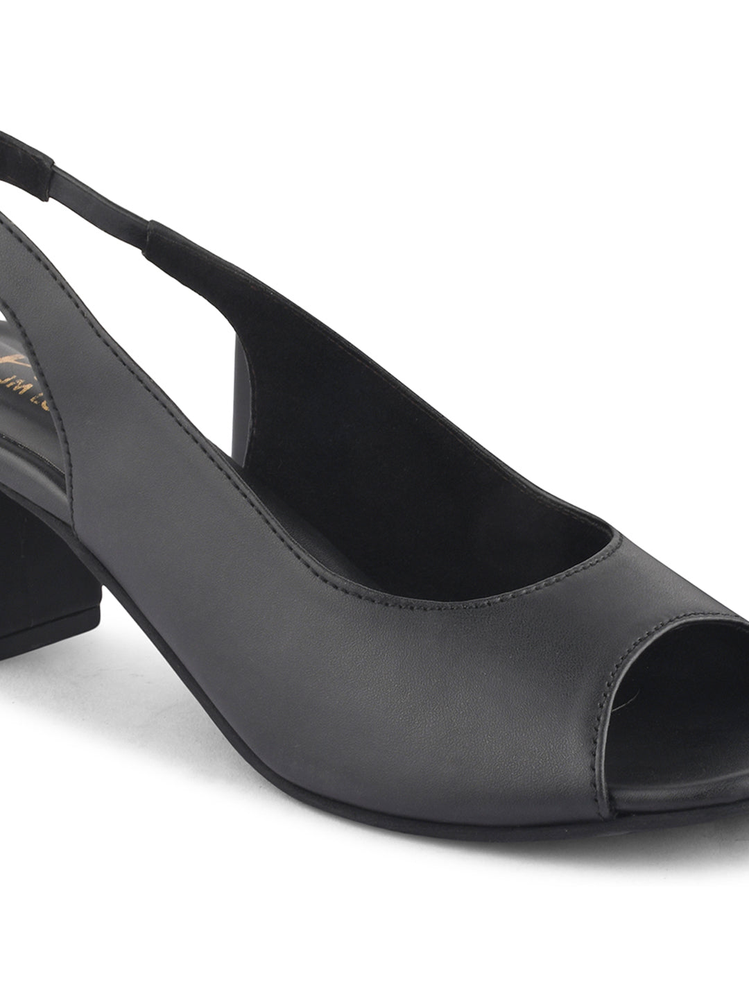 Jm Looks slingback peep-toe heels with a sturdy block heel
 Black