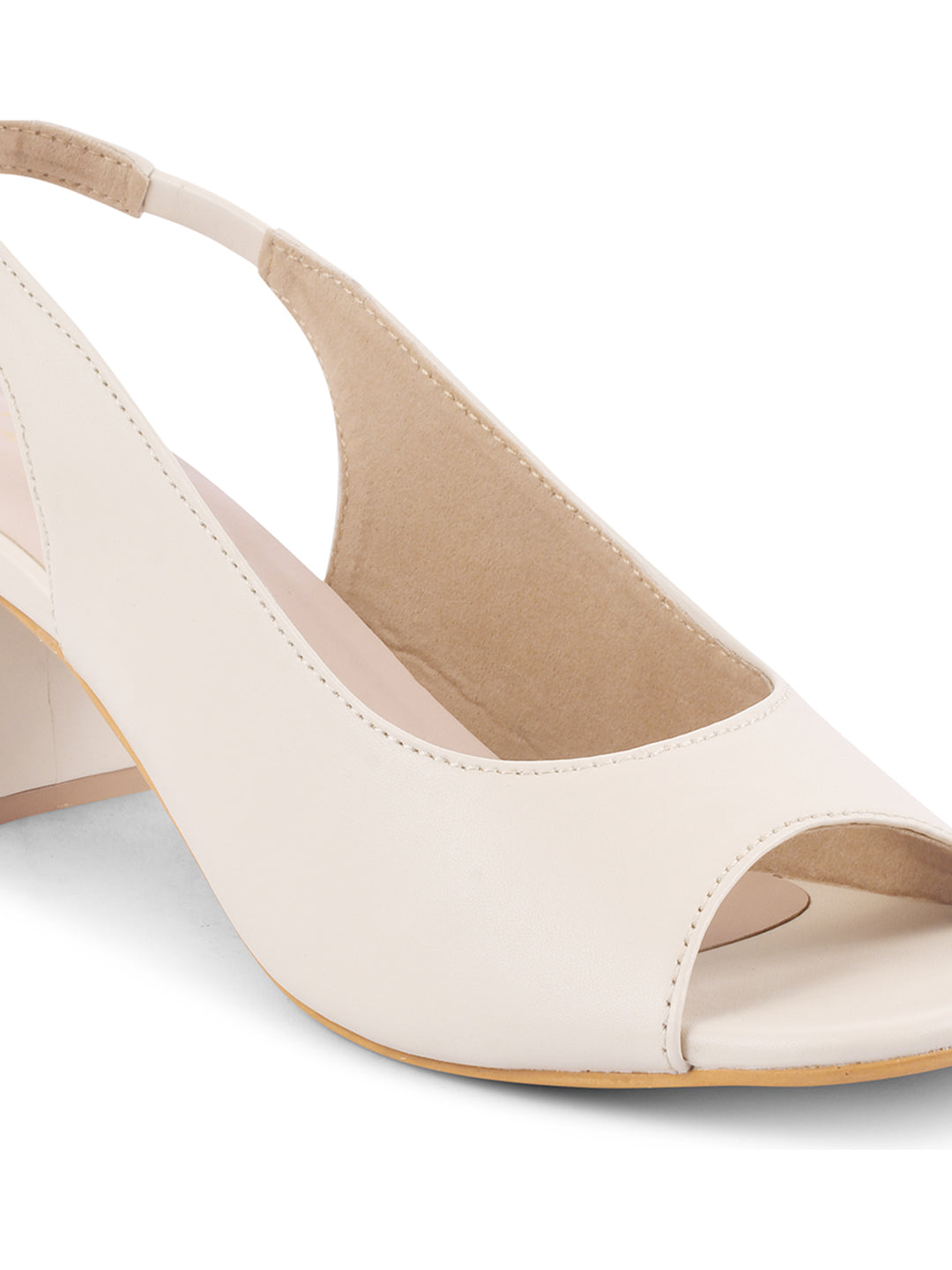 Jm Looks slingback peep-toe heels with a sturdy block heel
 Cream