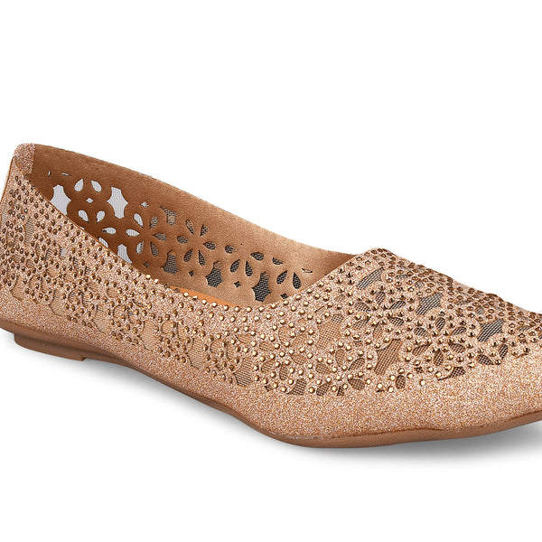 Embellished Cut-Work Pointed-Toe Ballerinas: Flats for Women & Girls Sultan