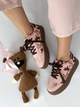 Suede Cute Teddy Sneakers in Peach / 36