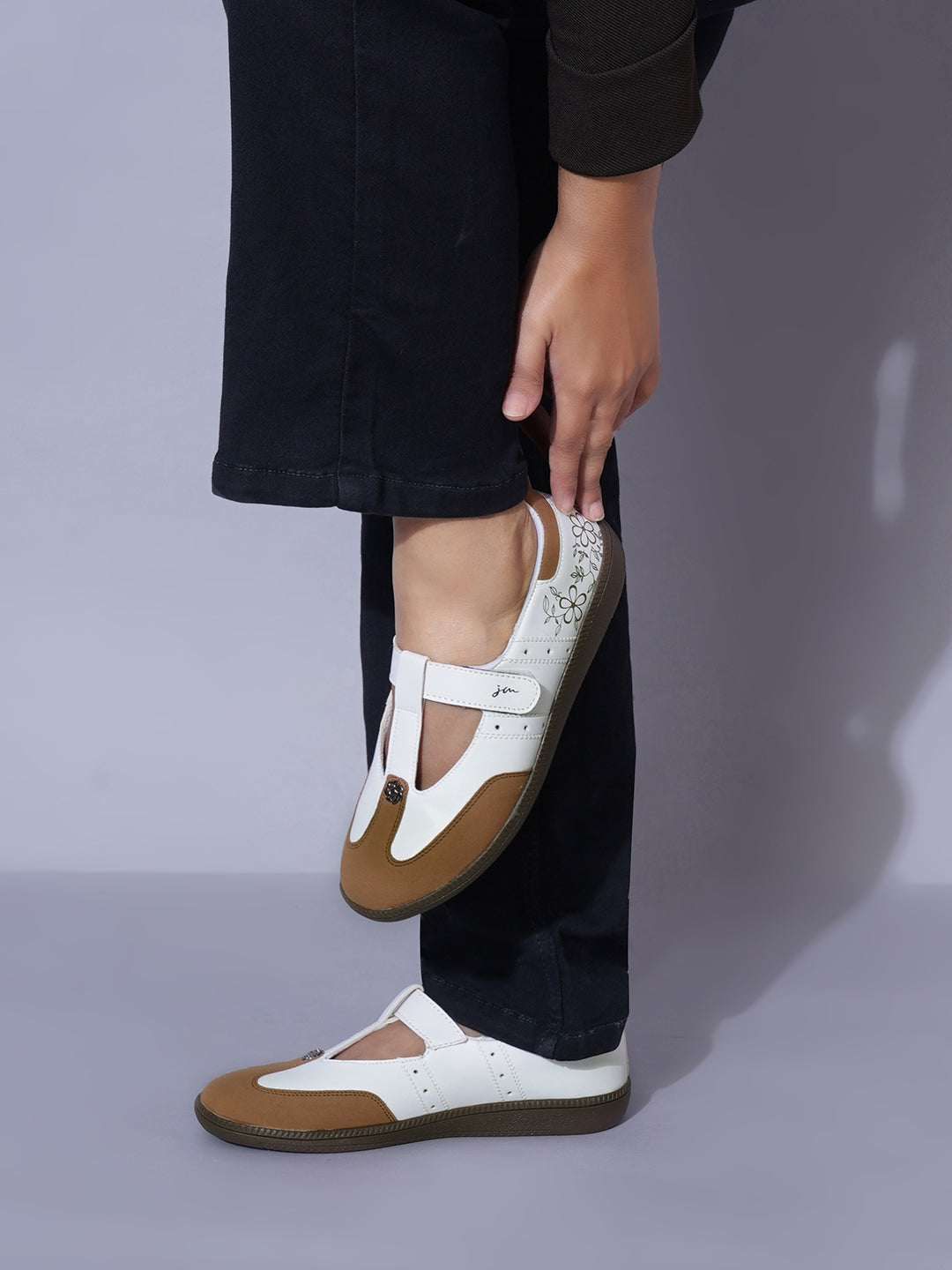 Women T-Strap Embellished ballet Sneaker Shoes