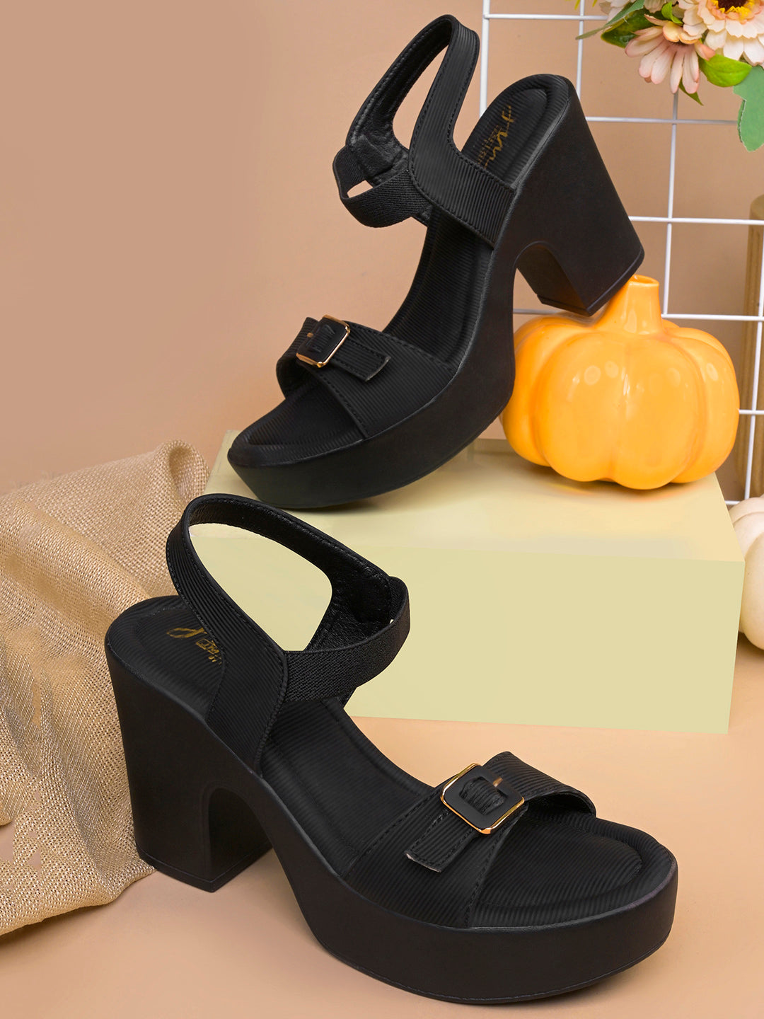 Buckle Strap Platform Block Heel Women Sandals