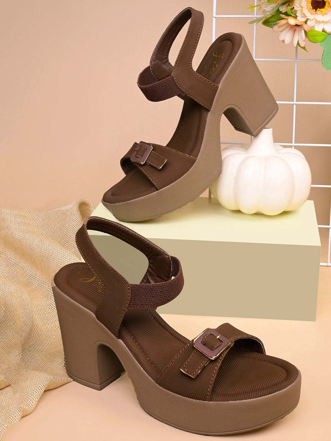Buckle Strap Platform Block Heel Women Sandals