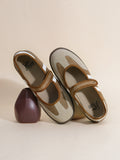 Women Velcro Strap Panel Ballet Sneakes - Tan / 36