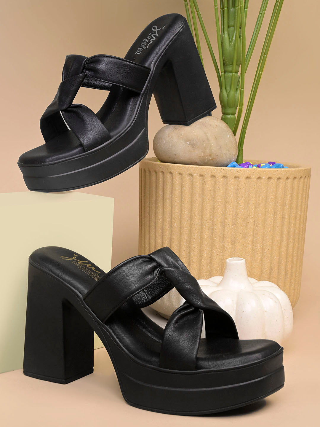 Knotted Strap Platform High Heel Mules for Women