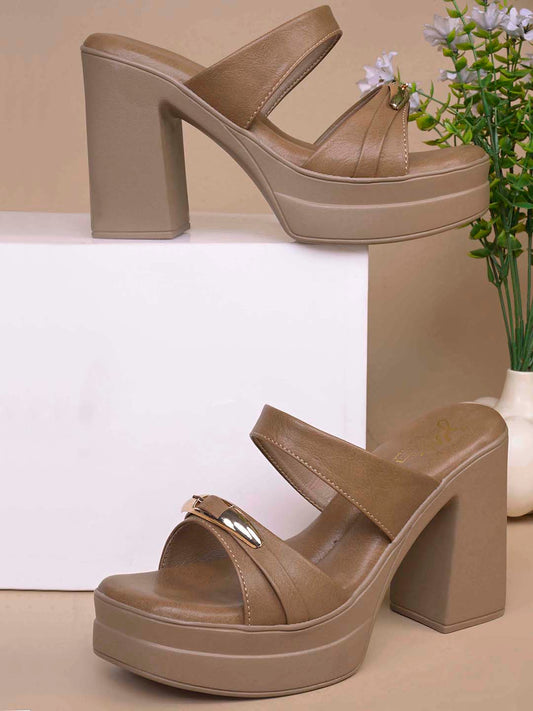 Metallic Accent Platform High Heel Sandals for Women