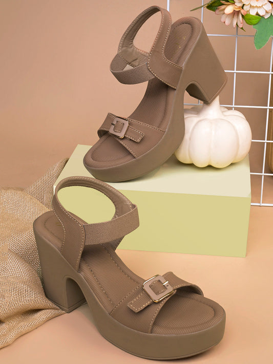 Buckle Strap Platform Block Heel Women Sandals
