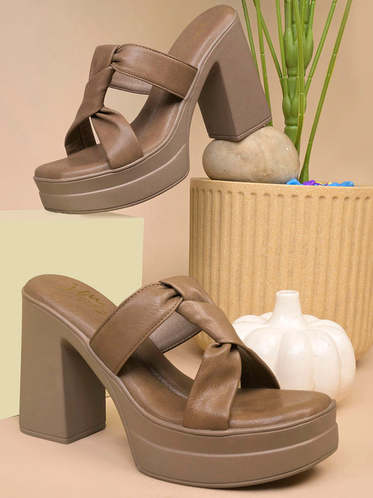Knotted Strap Platform High Heel Mules for Women