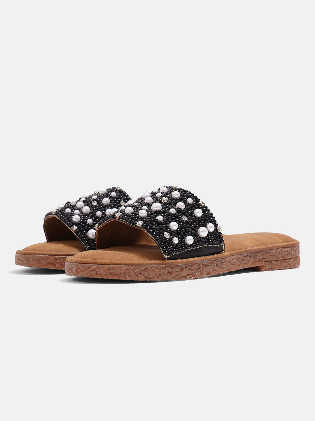 Jm Looks slide sandals with an embellished top strap Black