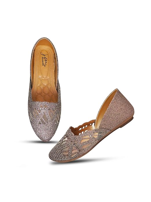 Embellished Pointed Toe Mojaris Flats for Women & Girls Multi