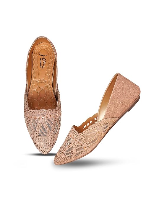 Embellished Pointed Toe Mojaris Flats for Women & Girls Sultan