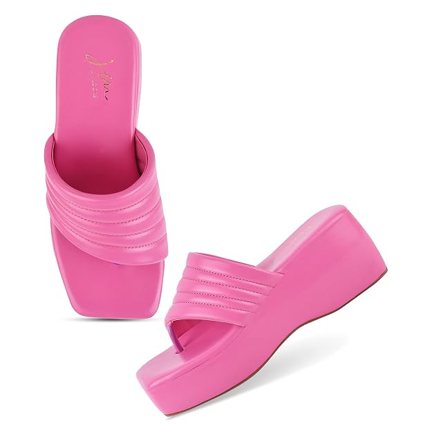 Stitched Strap Platform Heels Sandals for Women and Girls at JM LOOKS Rani