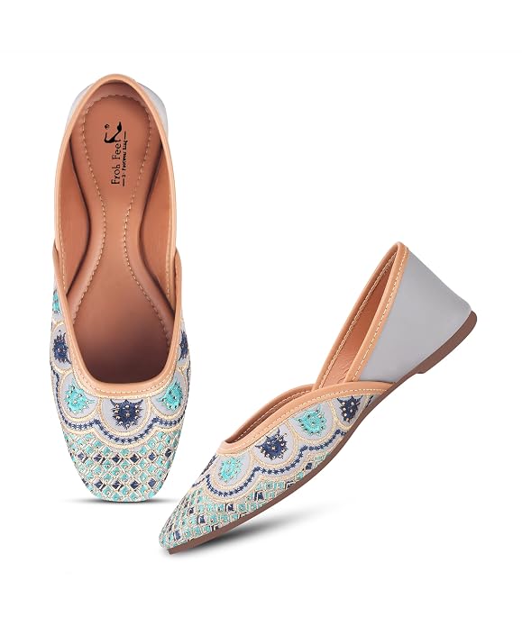 Grey Handcrafted Embroidered flat jutti for women