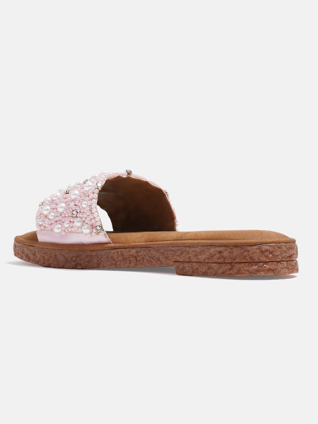 Jm Looks slide sandals with an embellished top strap Peach