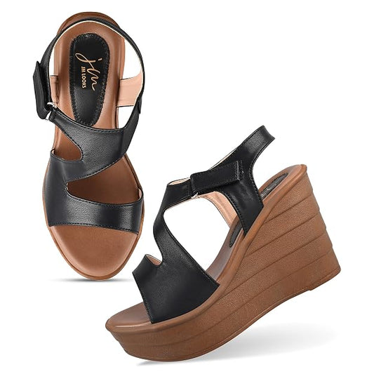 Stylised Toe Platform Heels Sandals for Women and Girls Black