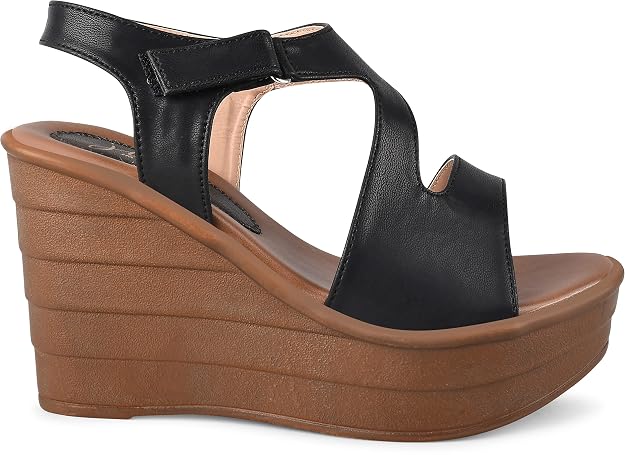Stylised Toe Platform Heels Sandals for Women and Girls Black