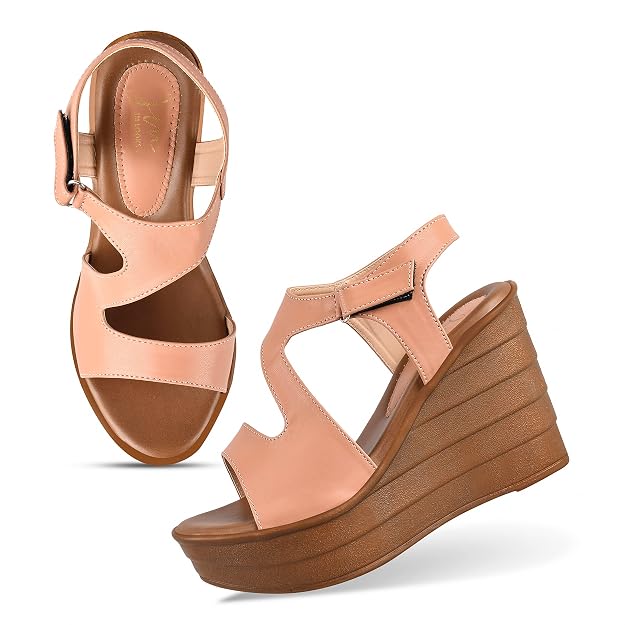 Stylised Toe Platform Heels Sandals for Women and Girls Peach