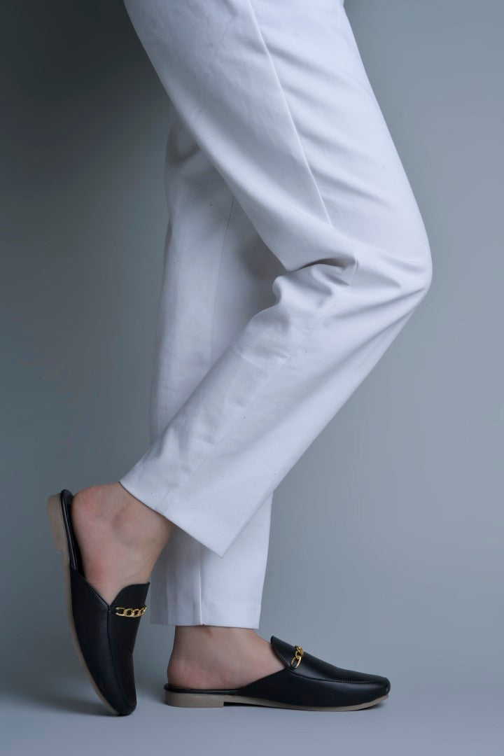Jm Looks dual-strap flat slides in a neutral tone
 Black