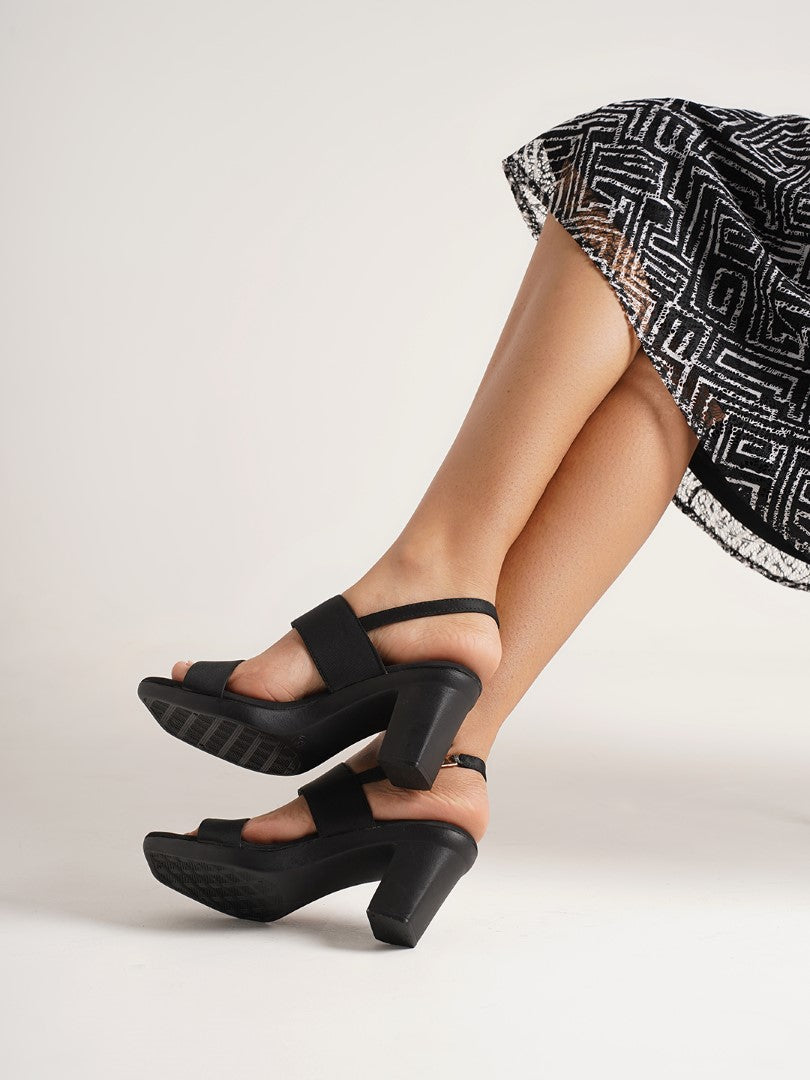 JM Looks Women's Ethnic Toe-Loop Flat Sandals | Threadwork Strap Slip-Ons Black