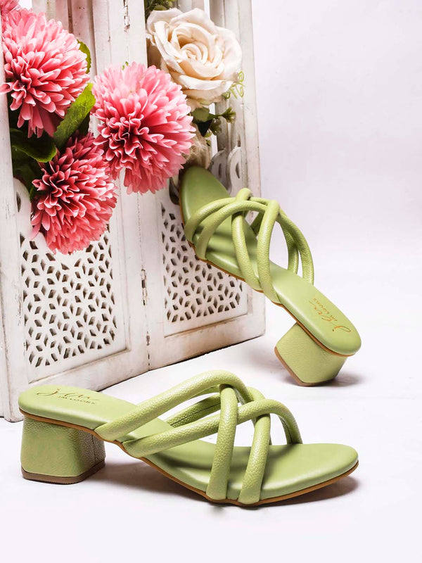 Pista Rounded toe block heel slides with multiple straps for women