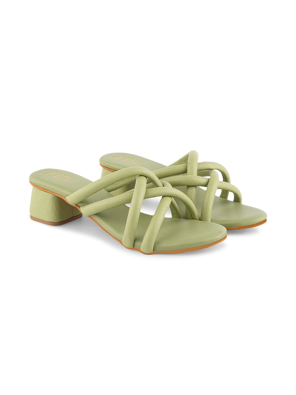 Pista Rounded toe block heel slides with multiple straps for women