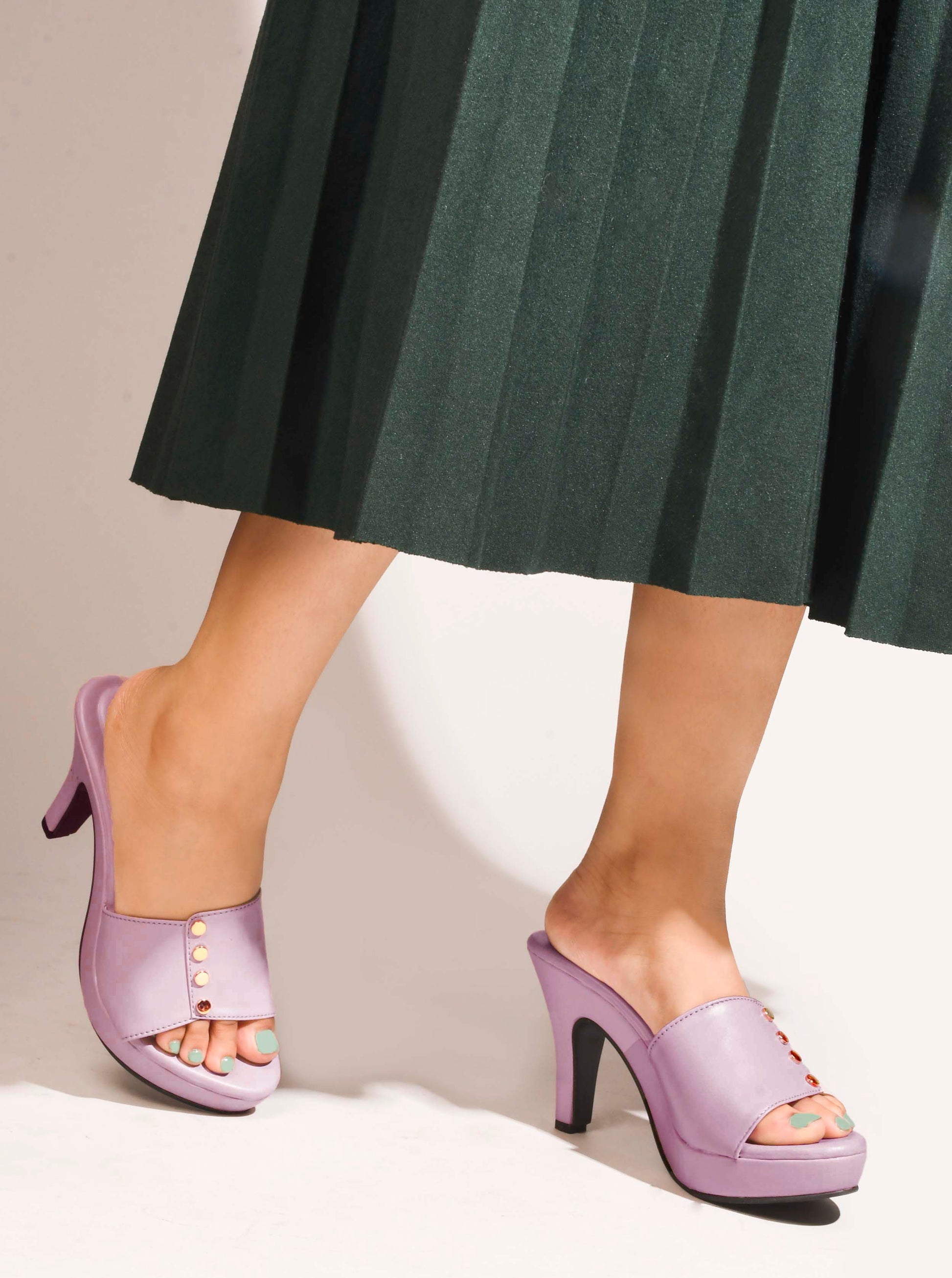 Jm Looks Women's Studded Platform Mules Rose