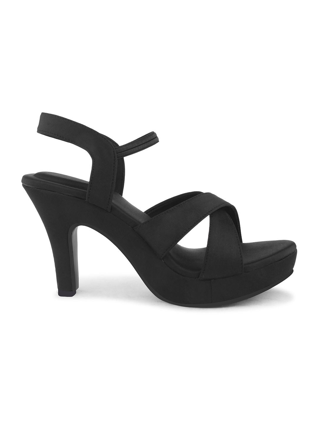 Jm Looks women's crisscross platform heels with a sleek finish
 Black