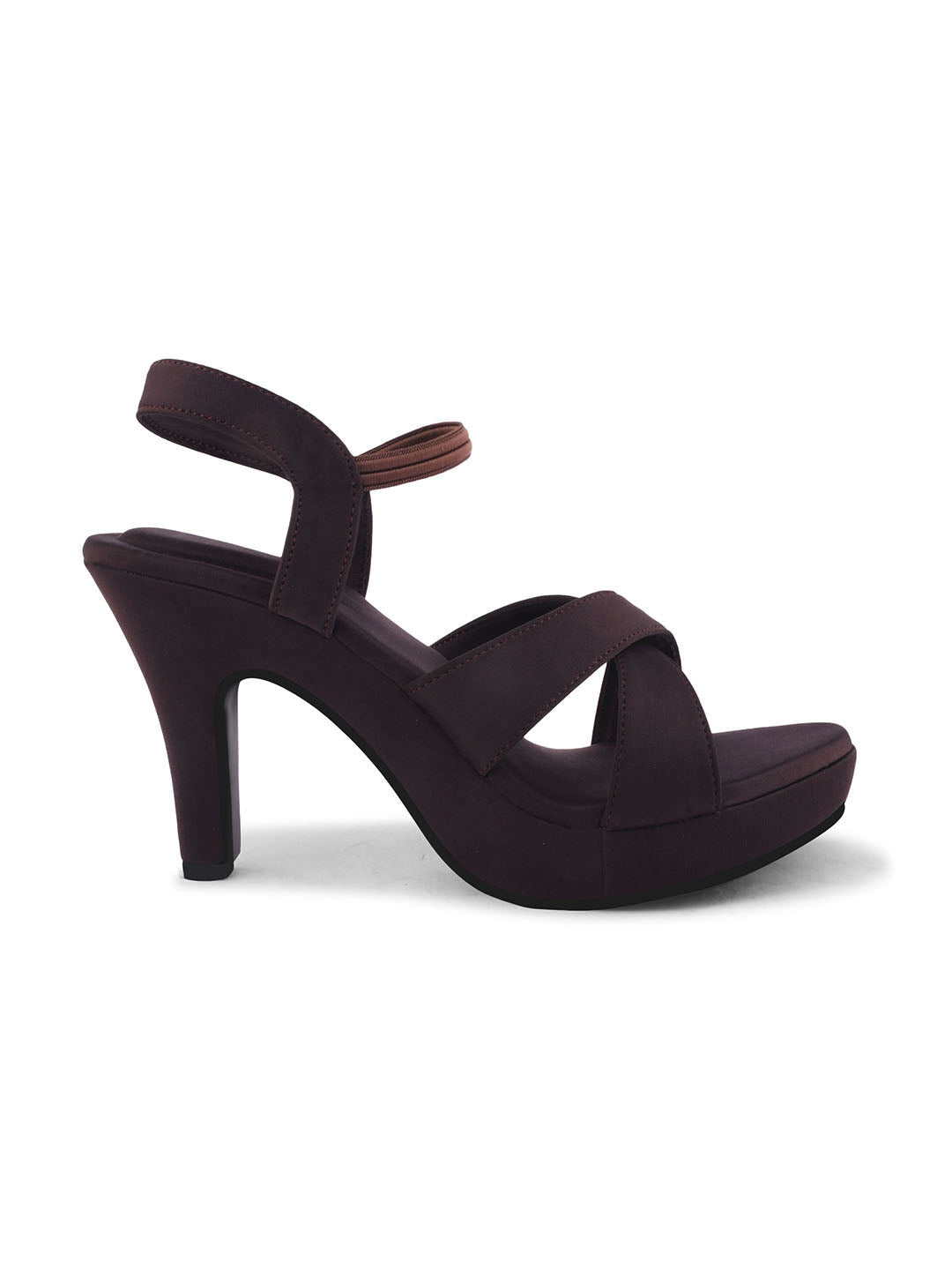 Jm Looks women's crisscross platform heels with a sleek finish
 Brown