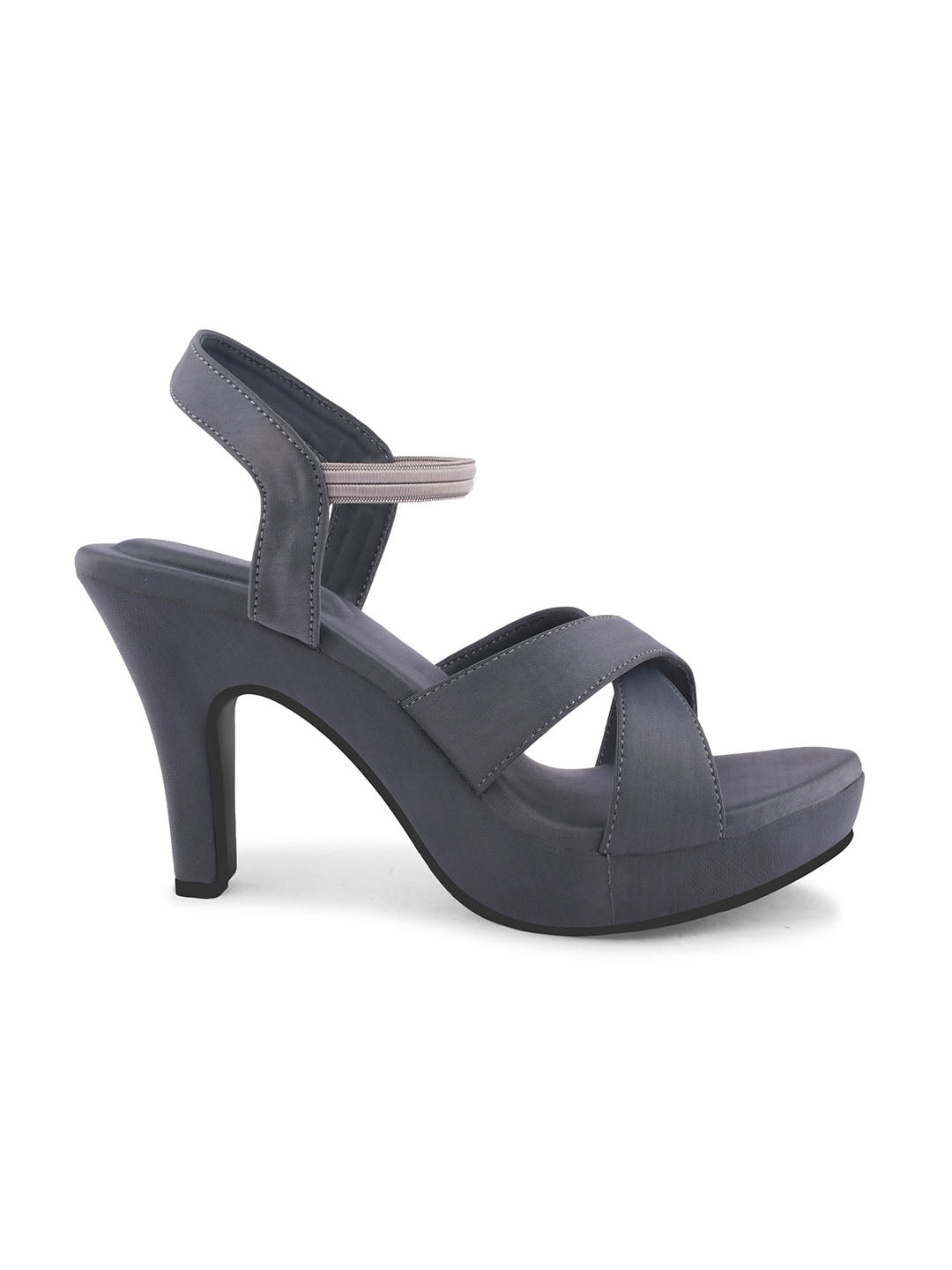 Jm Looks women's crisscross platform heels with a sleek finish
 Grey