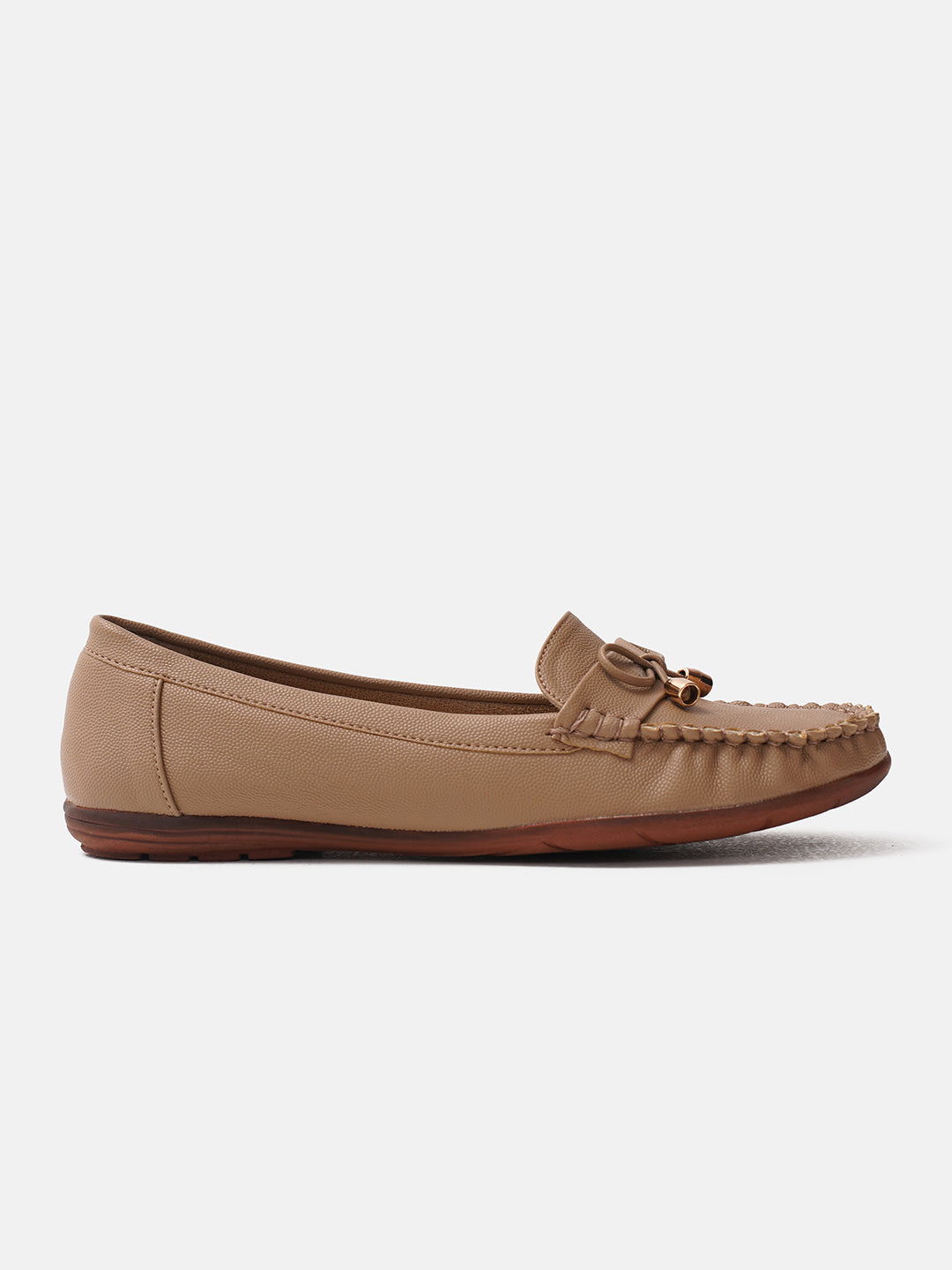 JM Looks women's driving loafers with a bow detail and stitched moc toe
 Beige